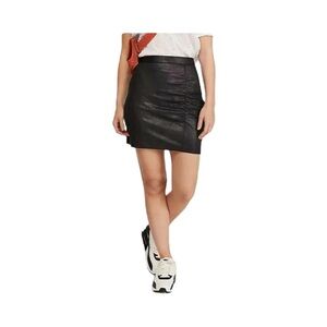 Free People Rumi Ruched Mini Skirt – Black Vegan Leather Women’s Small​